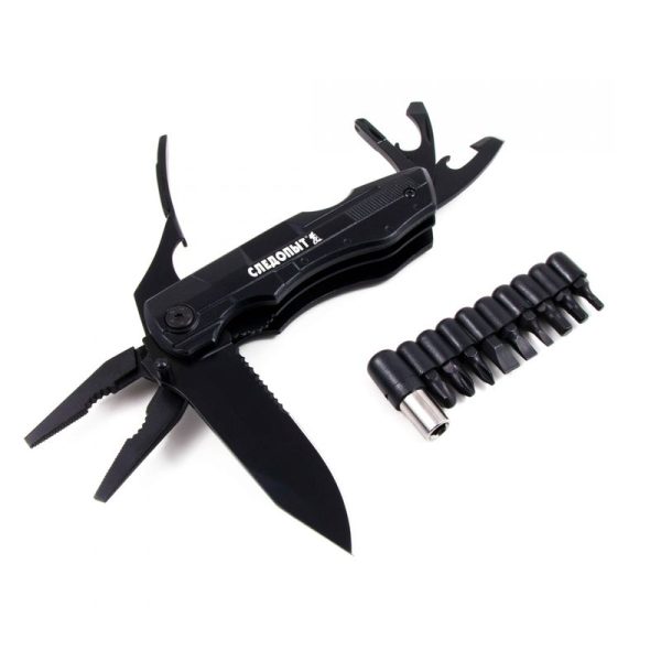 Мультитул СЛЕДОПЫТ-ARMADA (плоскогубцы) 112*35*21 8 пр с набором бит, в чехле на бл (1/120)