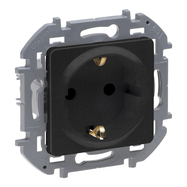Legrand INSPIRIA Антрацит Розетка 2К+З - немецкий стандарт - 16 А - 250 В (1/10)