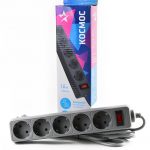 Сетевой фильтр 5 гн.  1,8м с выкл. ПВС 3х0,75 (10А 2200 Вт) серый FKsm1.8m-5g(G) КОСМОС (1/20)