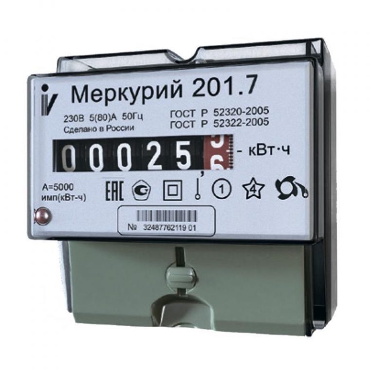 Счетчик Эл. 1ф.1т.5-60А. д/р "Меркурий 201,7" (1/48) - купить в Уфе оптом