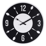 Часы настенные РУБИН ВИЛКА-ЛОЖКА из МДФ d-35см, корпус белый+черный (1/10)