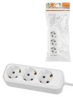 Удлинитель 3 гнезда, 1,5 метра, с/з, 16 А, 3680 Вт, белый, НАРОДНЫЙ У1-33052