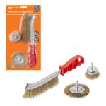 Набор щеток латунированных, 3 предмета: "ручная" 250 мм, "плоская" 75 мм, "чашка" 50 мм, "Рубин", TD