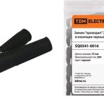 Зажим крокодил ЗКИ 30А 75мм в изоляции черный (уп/10шт) TDM