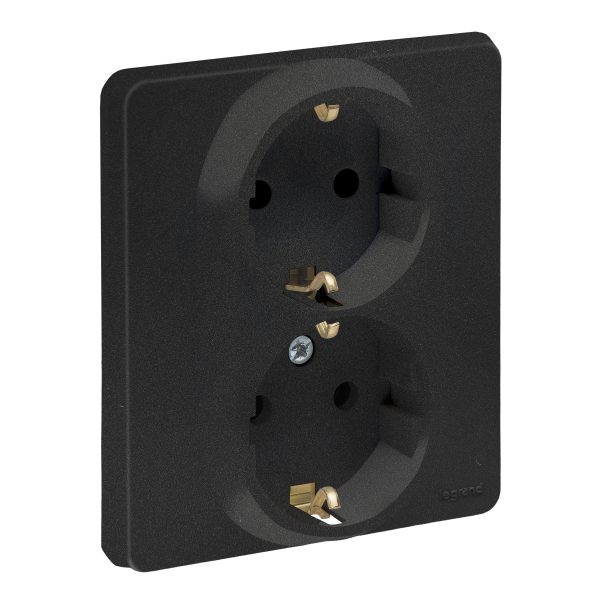Legrand INSPIRIA Антрацит Розетка 2 x 2К+З - немецкий стандарт - 16 А - 250 В (1/10)