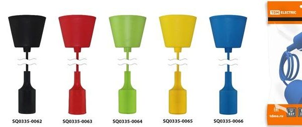 Патрон пластиковый Е27 с подвесом 1 м, синий TDM