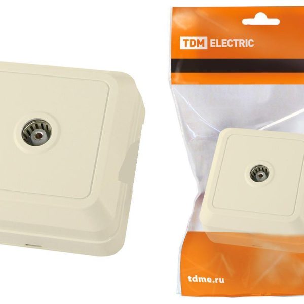 Розетка ТВ простая (мама) о/у IP20 слоновая кость ЛАДОГА TDM