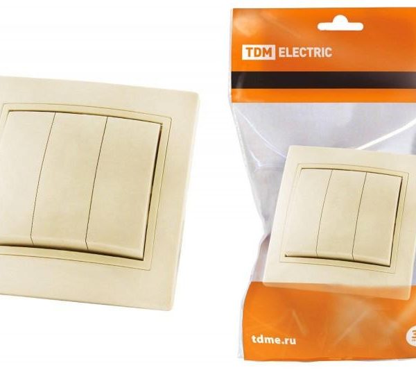 Выключатель 3 кл слоновая костьТаймыр TDM  (10)