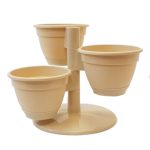 Набор цветочных горшков-цветочный каскад АНТИК: 3 горшка, подставка, кремовый, пластик