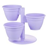 Набор цветочных горшков-цветочный каскад АНТИК: 3 горшка, подставка, лаванда, пластик