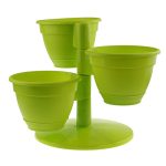 Набор цветочных горшков-цветочный каскад АНТИК: 3 горшка, подставка, фисташковый, пластик