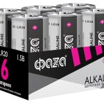 Батарейка LR 20 алкалиновая 1.5 V  ALKALINE ФАZА Pack-6 (6/24/96)