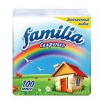 Салфетки бумажные FAMILIA 100листов белые (1/24)
