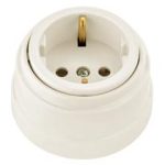 Розетка 1 с/з Ретро РА 16-0202 круг о/у крем (12/48)