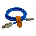 Кабель TYPE-C 1м R-120-TC 6A 120Вт Ø6mm силиконовый синий с застежкой