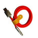 Кабель microUSB SAMSUNG 1м 6A 120Вт поворотный 180° силиконовый оранжевый с застежкой