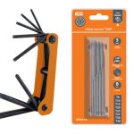 Набор ключей TORX (звёздочка) раскладной 8 шт.: T9-T40, углерод. сталь, блистер "Гранит" TDМ (12/48)