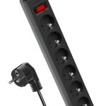 Сетевой фильтр 6 гн.  5м с выкл. ПВС 3*1 (16А 3500 Вт) черный КОСМОС