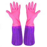 Перчатки резиновые утепленные розовые (10/300)