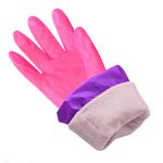 Перчатки резиновые утепленные розовые (10/300)