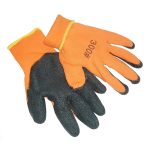 Перчатки утепленные акрил оранж/черный латекс неполный облив (10/480)