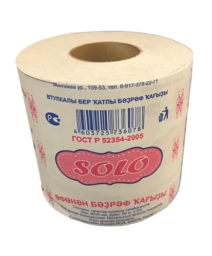 Туалетная бумага СОЛО на втулке 56м +/- (48)