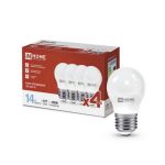 Лампа LED шар 14Вт E-27 6500К 220V 1330Лм ШАР-VC IN HOME 4PACK (4шт/уп) (1/25)