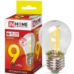 Лампа LED шар-deco 9.0Вт Е27 3000К 220V 810Лм прозрачная IN HOME (10/50)
