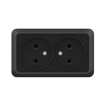 Розетка 2 б/з черная 16A Олимп UNIVersal