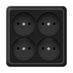 Розетка 4 б/з квадратная черная 16A Олимп UNIVersal