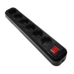 Колодка 6 с/з с выкл, пластик, черная UNIVersal