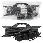 Удлинитель-шнур силовой на рамке, каучук, КГ, IP44, 3 гнезда с/з, 3500 Вт, 20 м Народный У1-33263