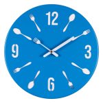 Часы настенные РУБИН КУХНЯ из металла, d-32см, открытая стрелка, синий+белый (1/10)