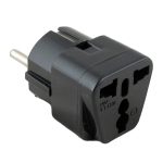 Переходник с евро вилки K-0821, черный, блистер