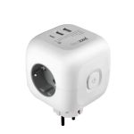 Тройник-куб 3 с/з с/ш + 3USB, подсветка, выкл AC-3UGS-wh JAZZway