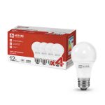 Лампа LED Стандарт 12Вт Е27 4000K 220В IN HOME VC А60 1140Лм 4PACK (4шт/уп) (1/25)