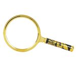 Лупа ручная (100) металлическая золотая оправа, черная ручка