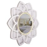 Зеркало интерьерное настенное, корпус круг с лепестками d=49,5см, белый с золотом