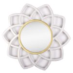 Зеркало интерьерное настенное, корпус круг с лепестками d=49,5см, белый с золотом