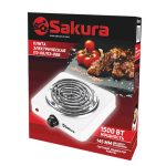 Плитка электрическая SAKURA ПЭ-08 1 конфорка, 1500Вт, 145мм, спираль, белая