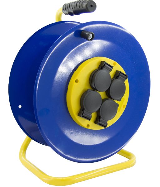 Катушка для удлинителя 250мм 4 розетки с/з металл  (Москва) (2)