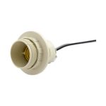 Патрон Е14 пластик люстровый с кольцом на проводе белый