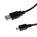 Кабель USB - mini USB длинный штекер 1м черный (10)