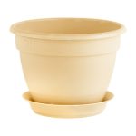 Горшок цветочный-фиалочница с поддоном АНТИК 0,75л d-13см, крем, пластик