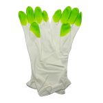 Перчатки латексные 601 (размер M и L) белые, цветные кончики пальцев