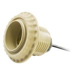 Патрон Е27 пластик люстровый с кольцом на проводе белый