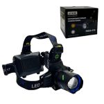 Фонарь налобный аккум LED HT-3187-PM20-2TG белая+желтая+3акк+шнур TYPE-C, индикатор, zoom