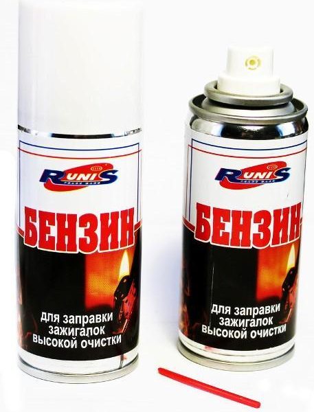 Бензин для зажигалок высокой очистки RUNIS 140мл аэрозоль (1/36)