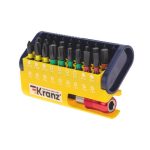 Набор бит с магнитным держателем 19шт, пластиковый кейс KRANZ