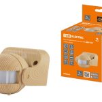 Датчик движения  настенный ДДС-02С (1100Вт, 5-480с, 6м, 5+Лк, 180гр, IP44), "ЭКО" сосна TDM